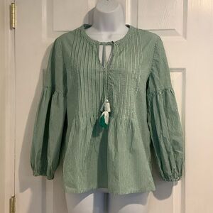 VINEYARD VINES Women’s Green/White Striped Coastal Grandma Preppy Tunic Top XS